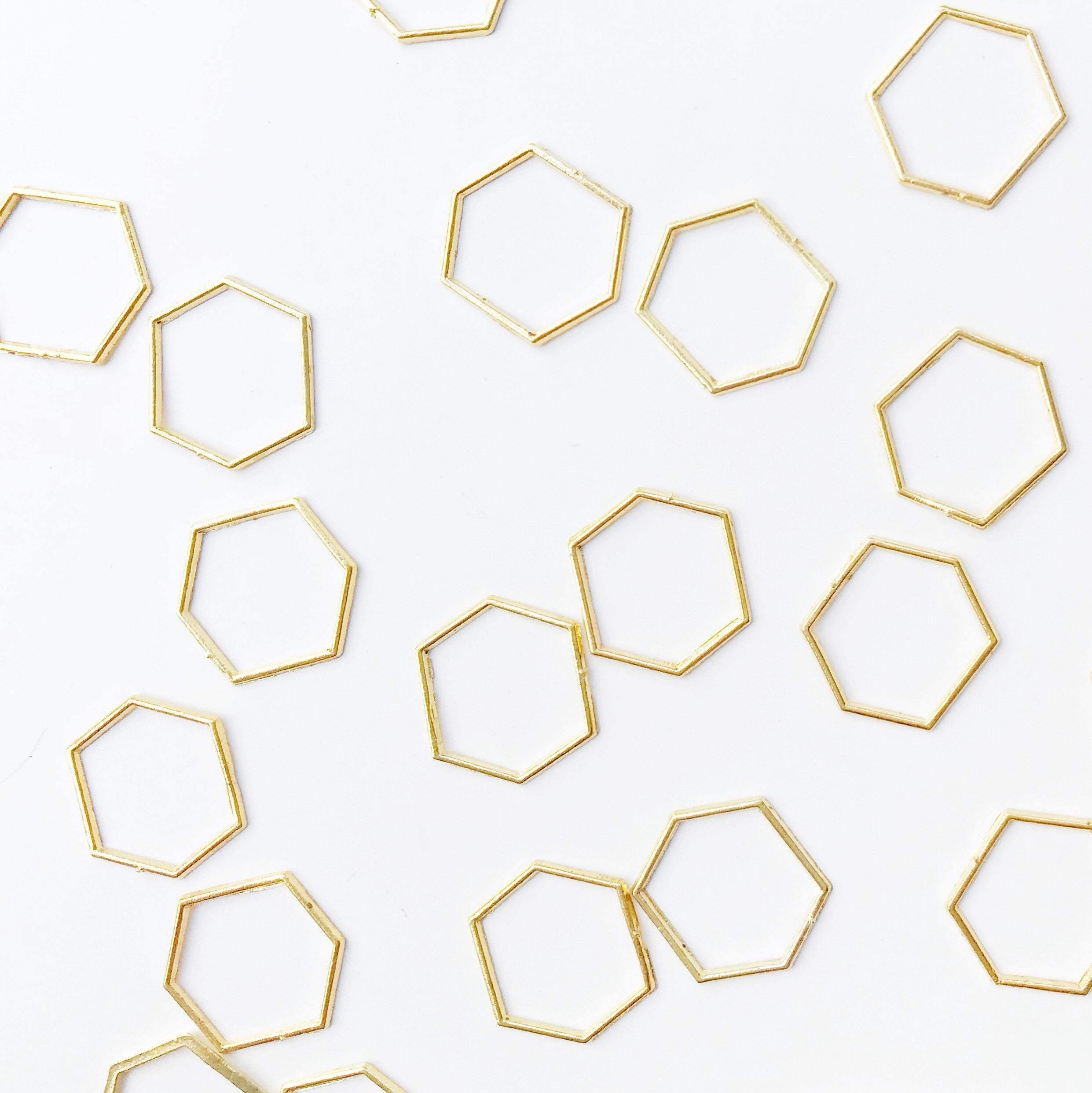 Gold hexagon linking ring - 8 pieces - Poethan