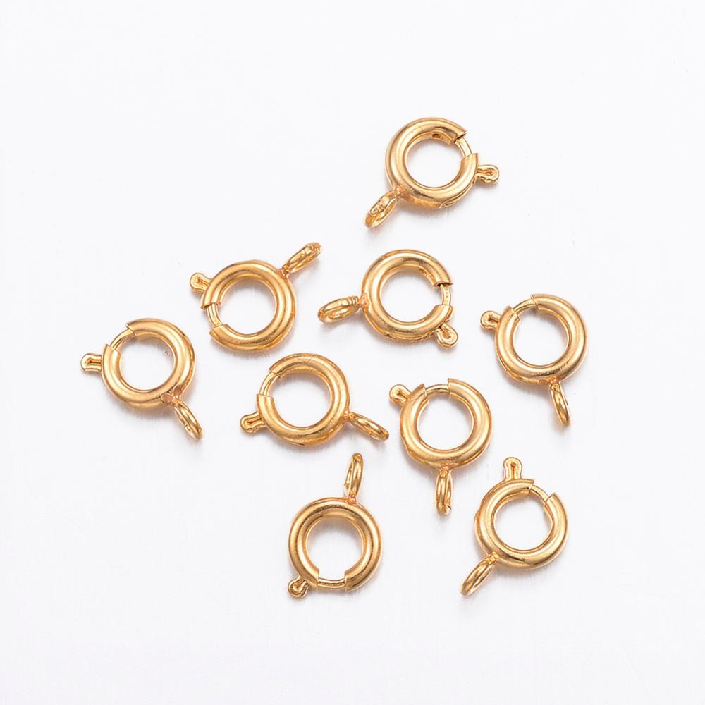 Gold Stainless Steel Spring Ring Clasps - 10 pieces