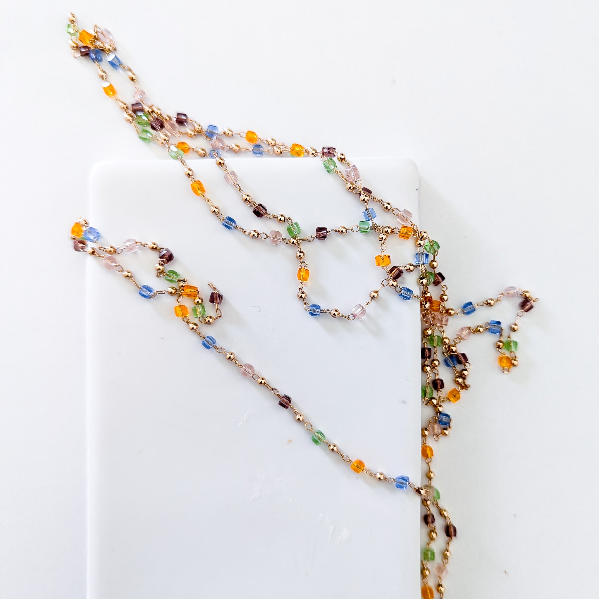 Multicoloured Cuboid Bead Chain, 1m