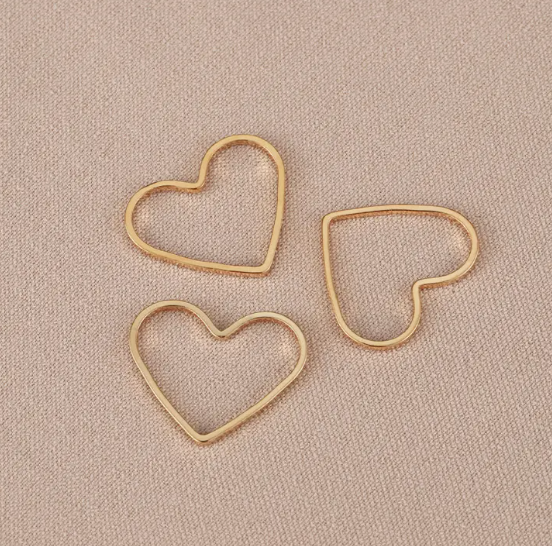 Heart Shape Charms, Gold - 10 pcs