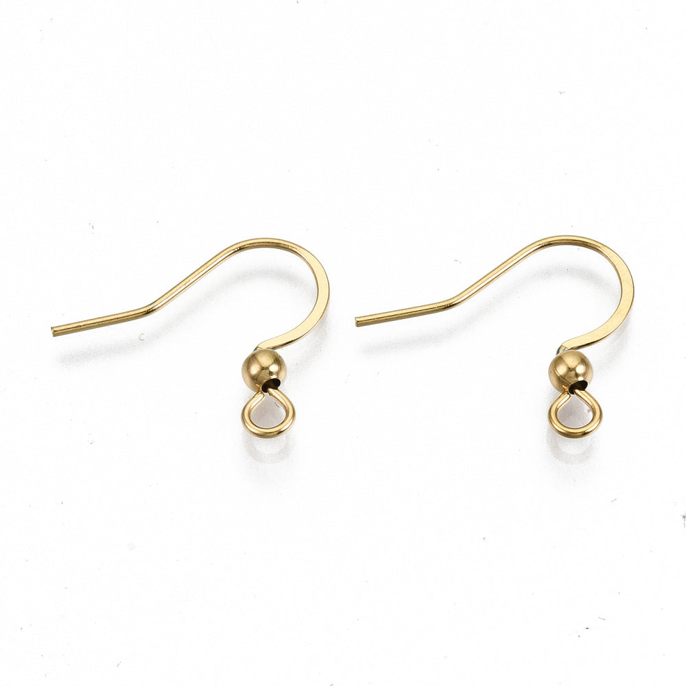 18K Gold Plated 304 Stainless Steel Gold Earring Hooks - 50 pieces