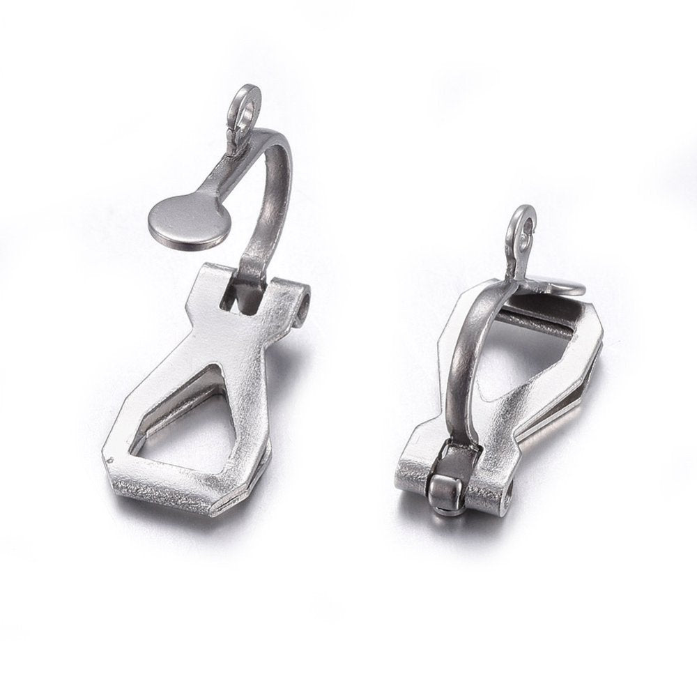 304 Stainless Steel Clip-on Earrings with Loop - 50 pieces