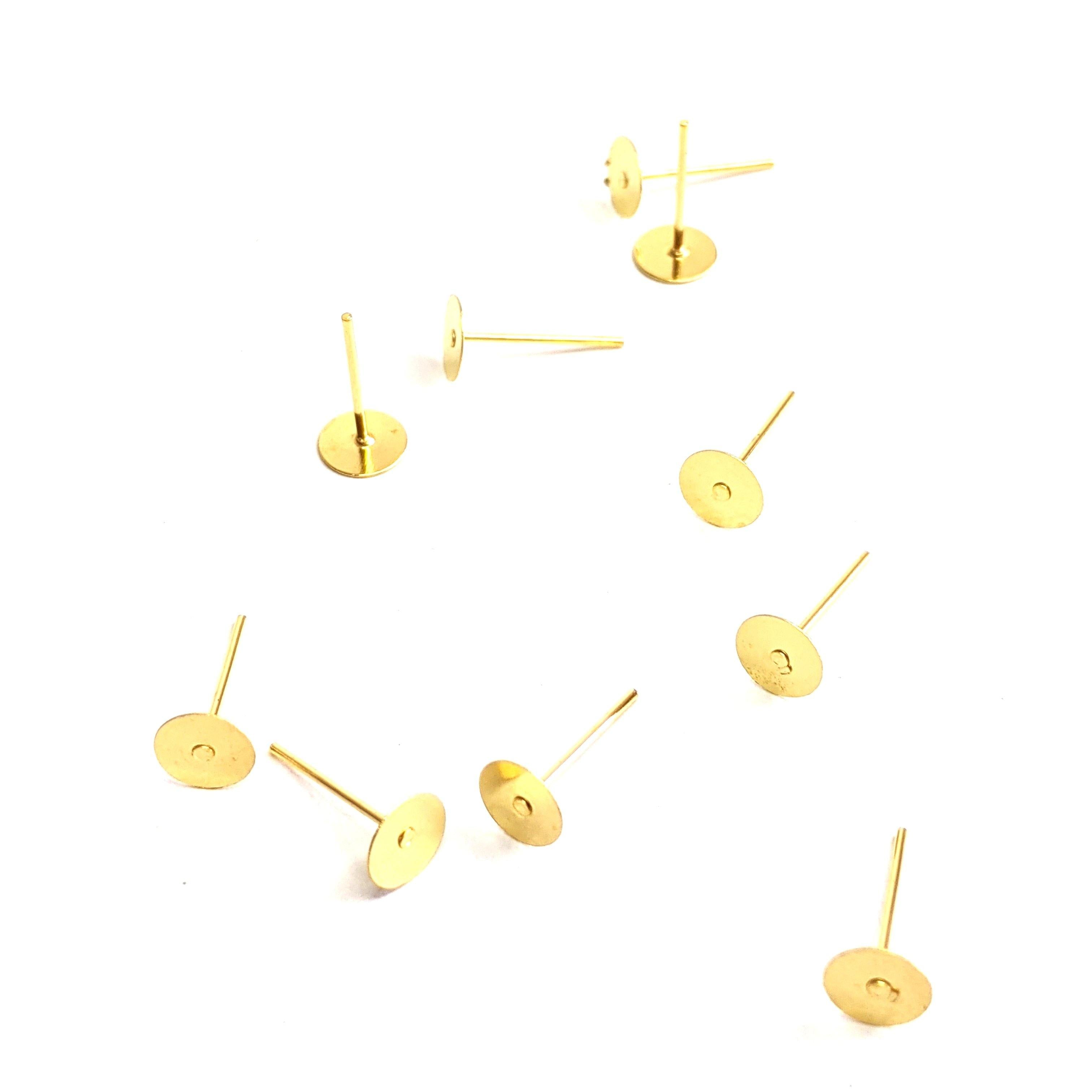 6mm Gold coloured earring posts - 50 pieces - Poethan