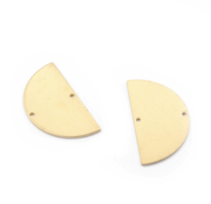 Brass Half Moon Charms (2 holes) - 8 pieces