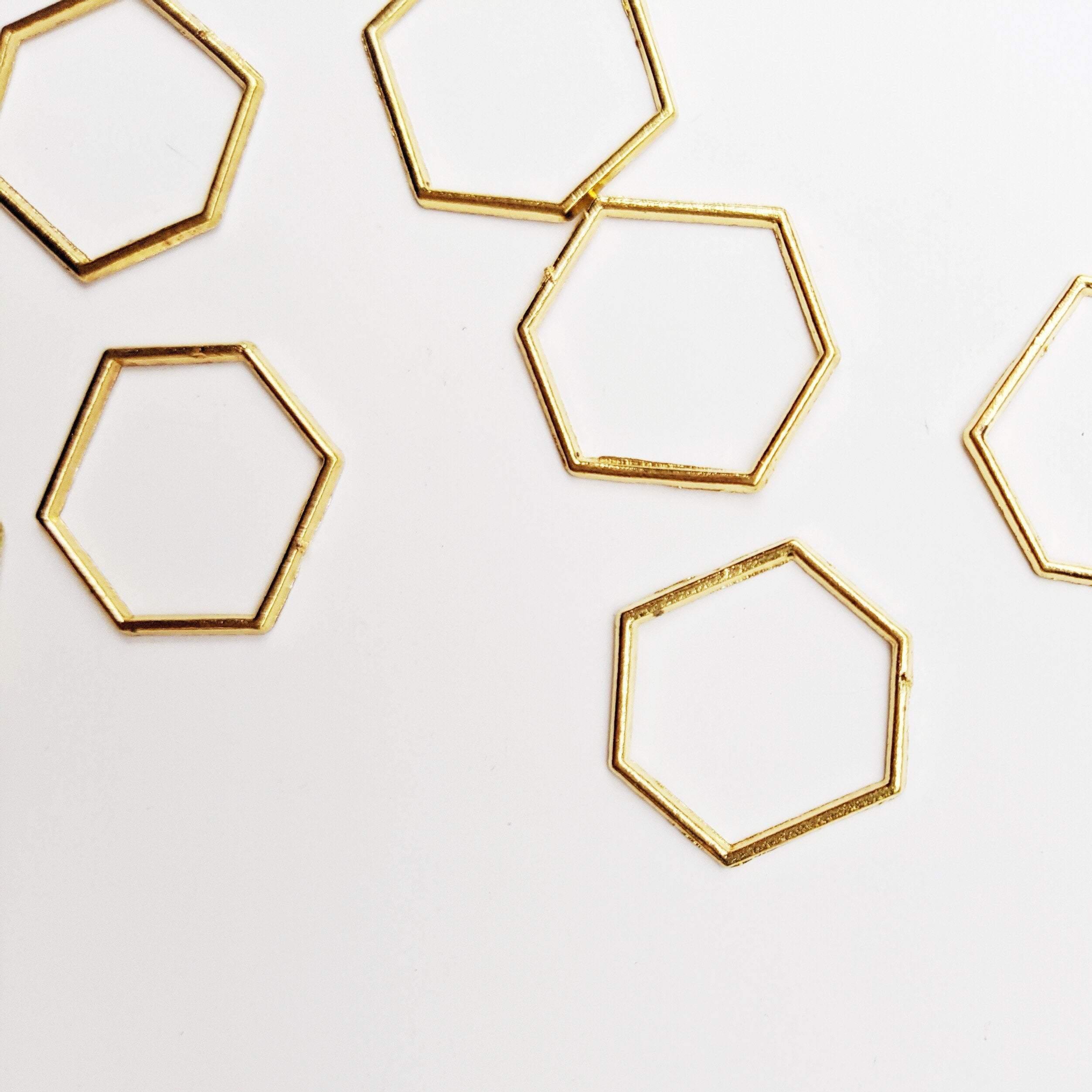 Gold hexagon linking ring - 8 pieces - Poethan