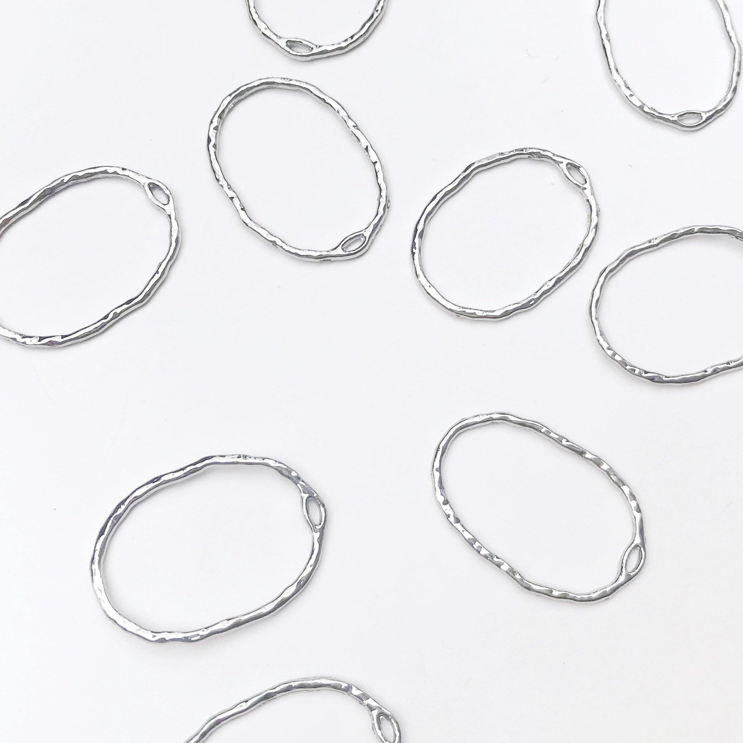 Platinum oval open back bezel pendant - 8 pieces - Poethan