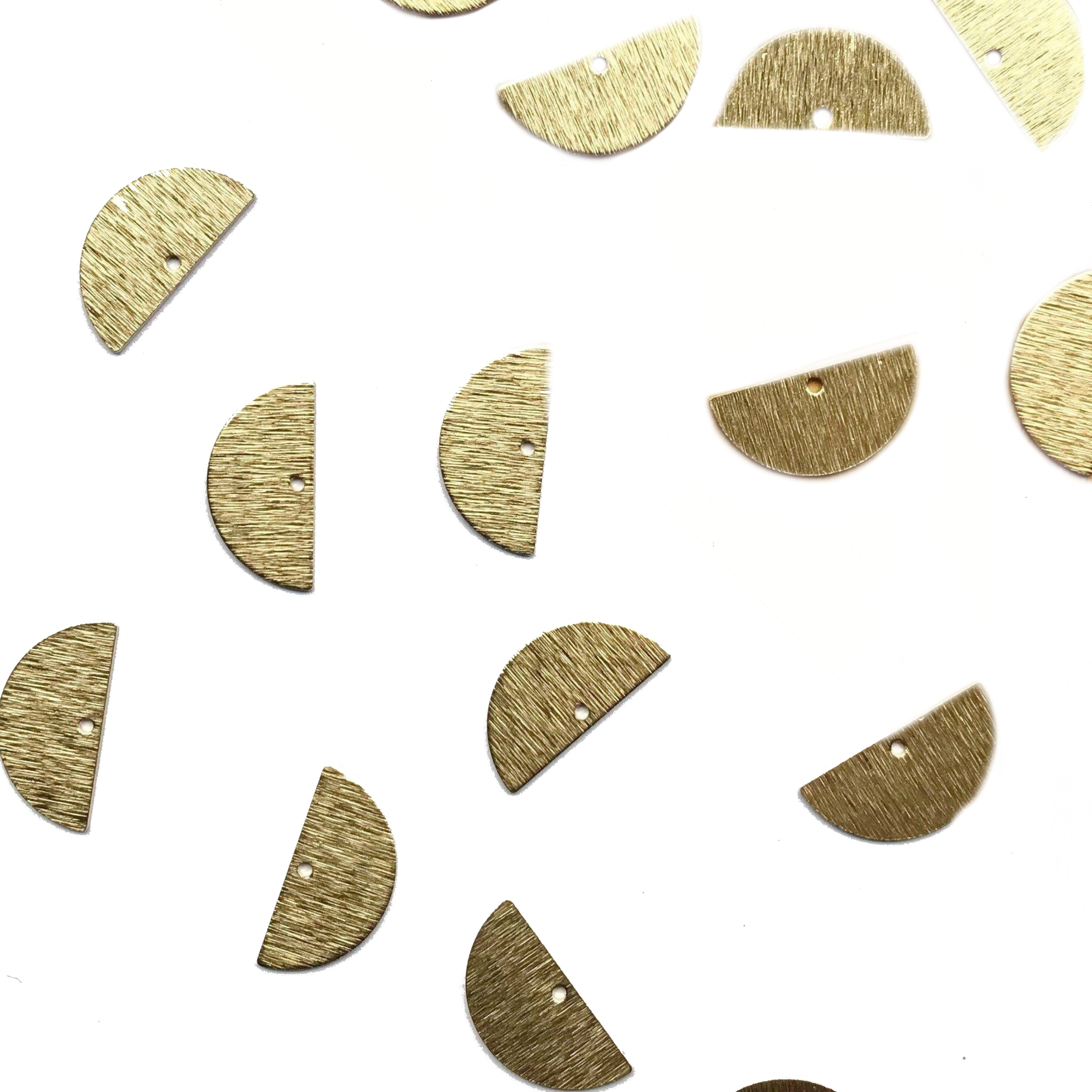 Brass Half Moon Textured Charms - 8 pieces